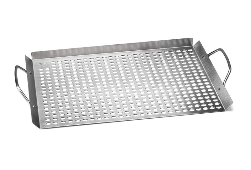 Outset 76632 Stainless Steel Grill Topper Grid, 11"x17" BBQ Tray - Image 1